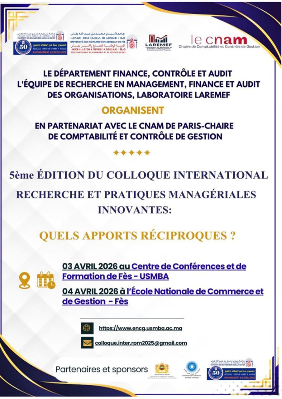 5 ÉME ÉDITION DU COLLOQUE INTERNATIONAL RECHERCHE ET PRATIQUES MANAGÉALES INNOVANTES