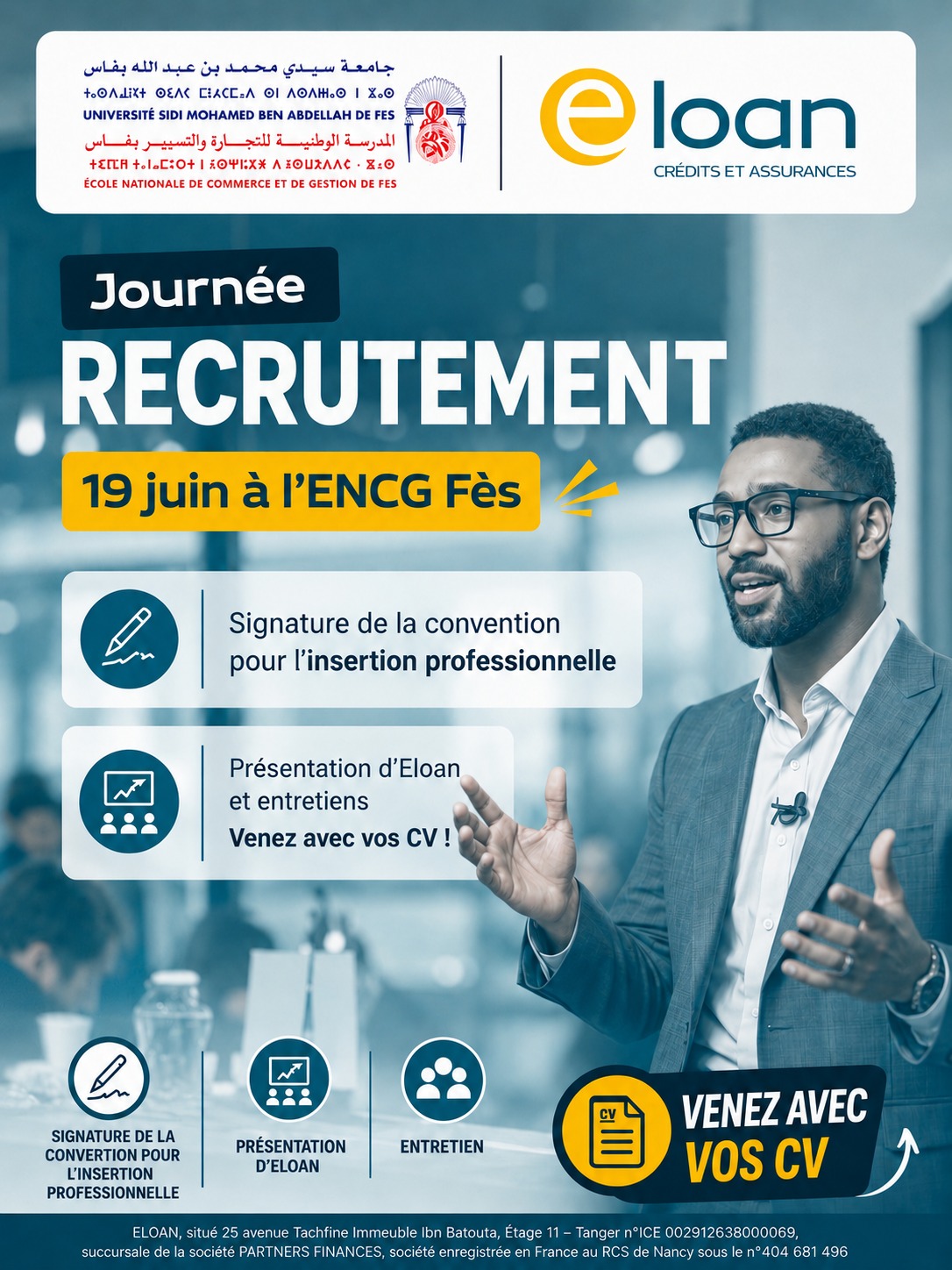 📅 Date : 19 juin 2026 à 10h30 📍 Lieu : Salle de conférences/ENCG Fès