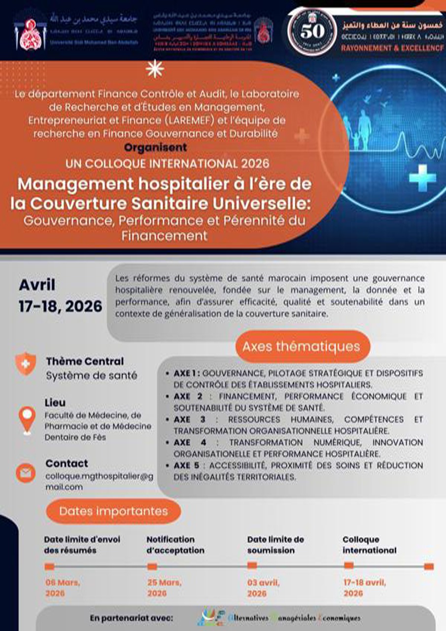 COLLOQUE INTERNATIONAL 2026 Management hospitalier à l’ère de la Couverture Sanitaire Universelle.